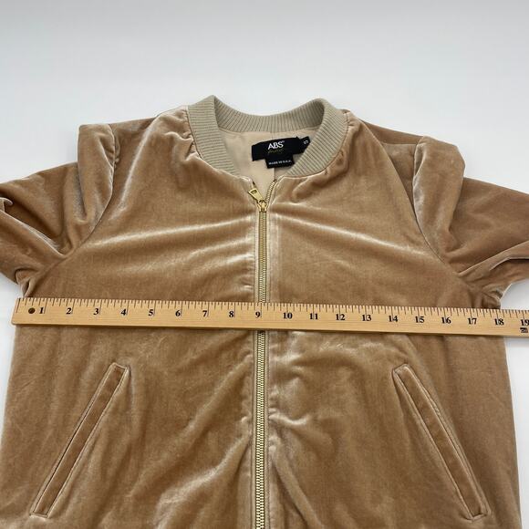 ABS by Allen Schwartz Front Zip Velvet Bomber Jacket Women's Small - Picture 7 of 8